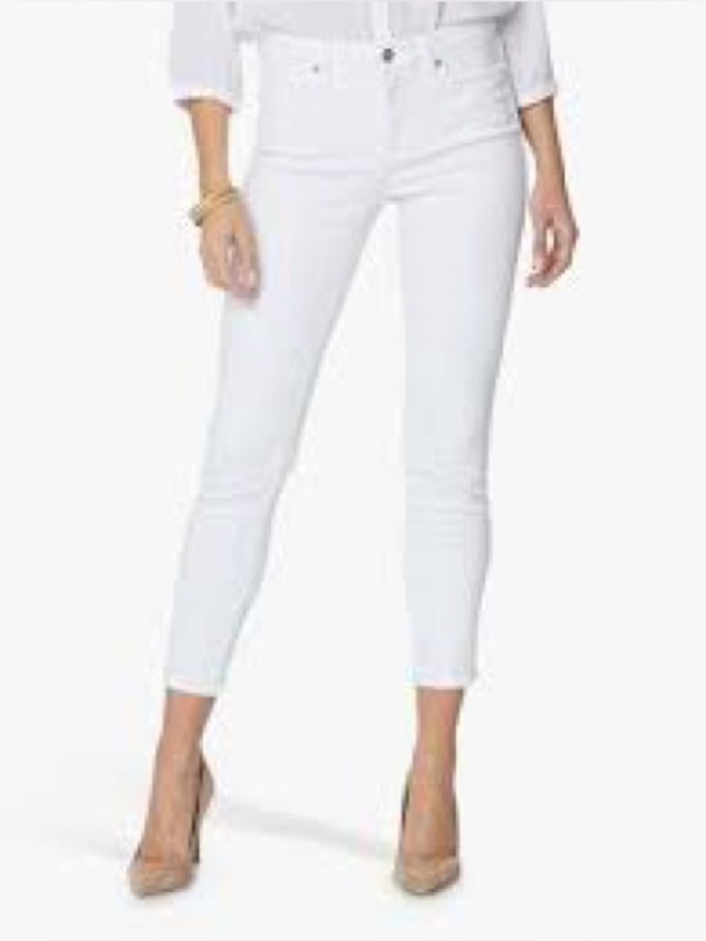 NYDJ Alina Convertible Ankle Jeans Size 14 Optic White Stretch Cotton-Elastane